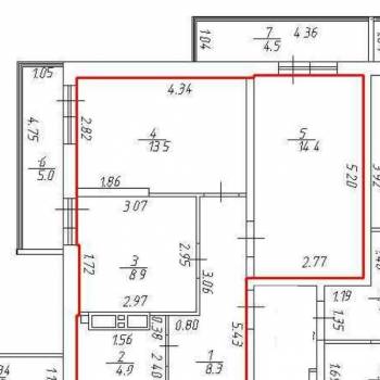 Продается 2-х комнатная квартира, 55 м²