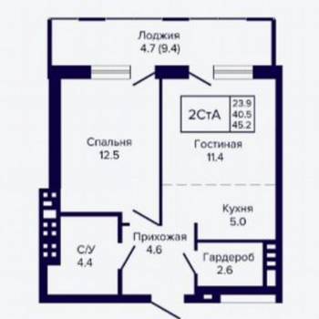 Сдается 1-комнатная квартира, 40,3 м²