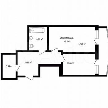 Продается 1-комнатная квартира, 51 м²