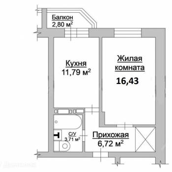 Продается 1-комнатная квартира, 38,8 м²