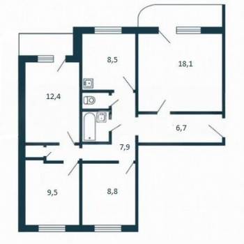 Продается Многокомнатная квартира, 75,3 м²