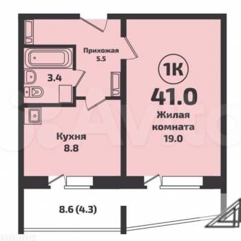 Сдается 1-комнатная квартира, 41 м²