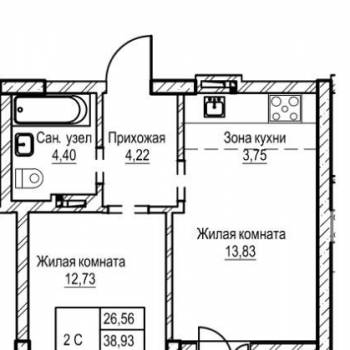 Сдается 1-комнатная квартира, 39,3 м²