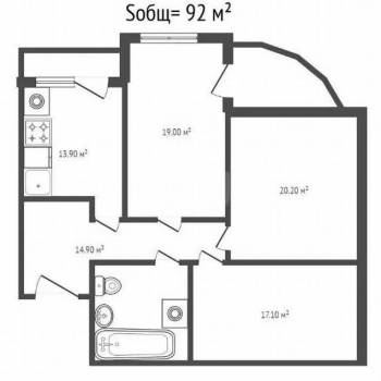 Продается 3-х комнатная квартира, 91,8 м²