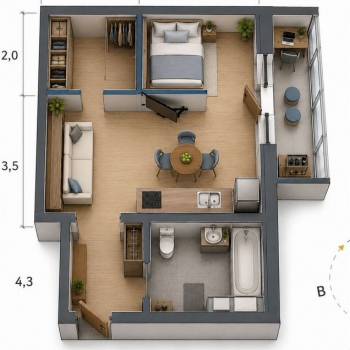 Продается 1-комнатная квартира, 39,3 м²