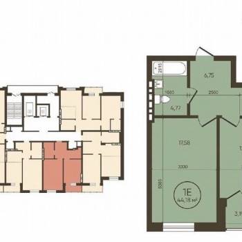 Сдается 1-комнатная квартира, 44,1 м²