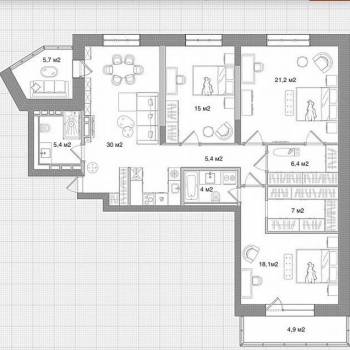 Продается 3-х комнатная квартира, 124,2 м²