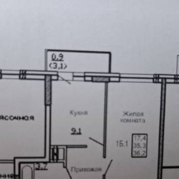 Продается 1-комнатная квартира, 35,1 м²