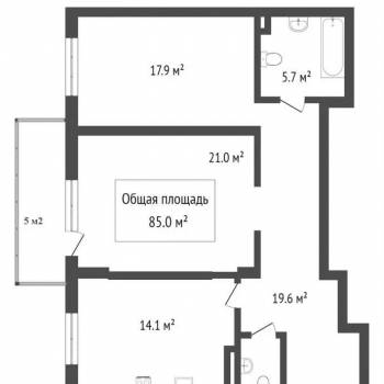 Продается 2-х комнатная квартира, 80,2 м²