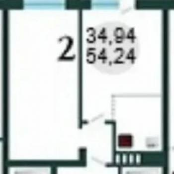 Продается 1-комнатная квартира, 54 м²