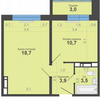 Сдается 1-комнатная квартира, 36,8 м²