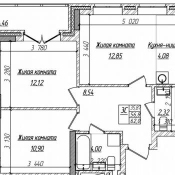 Продается 3-х комнатная квартира, 62 м²