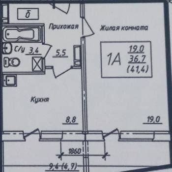 Сдается 1-комнатная квартира, 41,4 м²