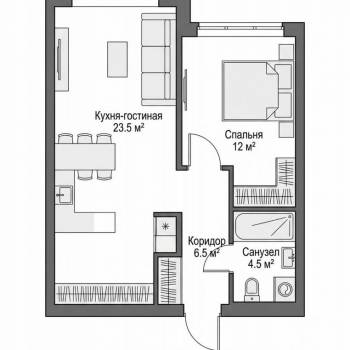 Продается 2-х комнатная квартира, 46,5 м²