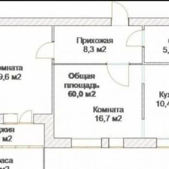 Продается 2-х комнатная квартира, 60 м²