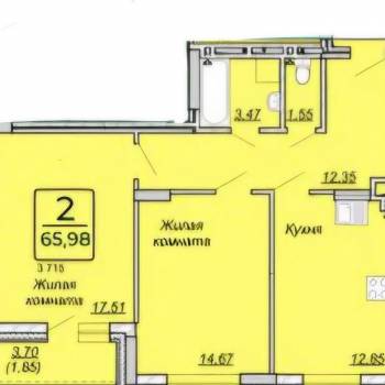 Продается 2-х комнатная квартира, 61,5 м²