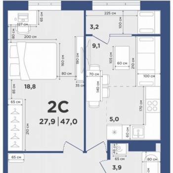 Сдается 1-комнатная квартира, 47,1 м²