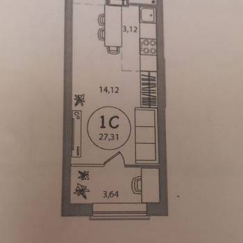 Сдается 1-комнатная квартира, 29 м²