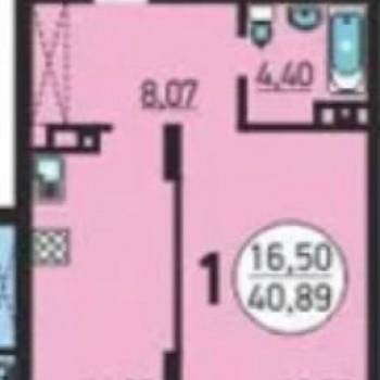 Продается 1-комнатная квартира, 40,9 м²