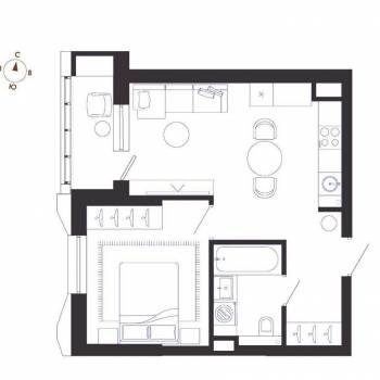 Сдается 1-комнатная квартира, 41 м²