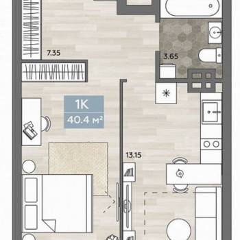 Сдается 1-комнатная квартира, 40,4 м²