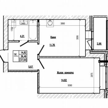 Сдается 1-комнатная квартира, 36,4 м²