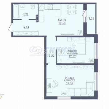 Продается 2-х комнатная квартира, 63,6 м²
