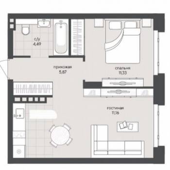 Сдается 2-х комнатная квартира, 42,1 м²