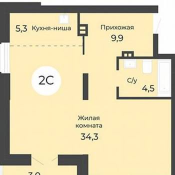 Продается 2-х комнатная квартира, 53,9 м²