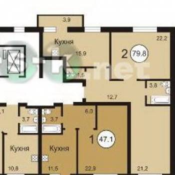 Продается 2-х комнатная квартира, 76,6 м²