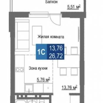 Продается 1-комнатная квартира, 35 м²