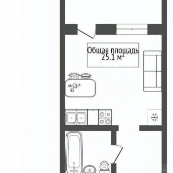 Продается 1-комнатная квартира, 26,68 м²