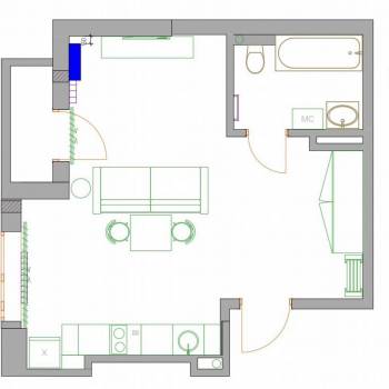 Сдается 1-комнатная квартира, 35 м²