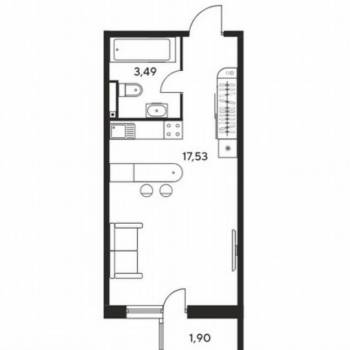 Продается 1-комнатная квартира, 22,3 м²