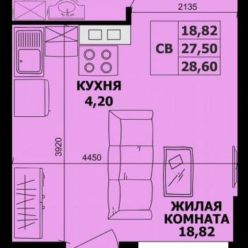 Продается 1-комнатная квартира, 27,5 м²