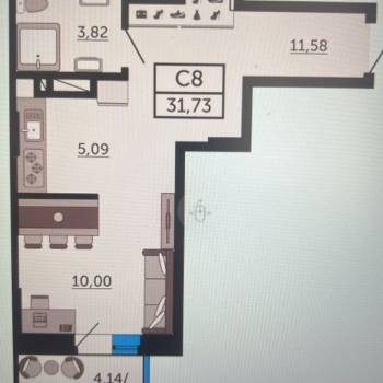 Продается 1-комнатная квартира, 32 м²