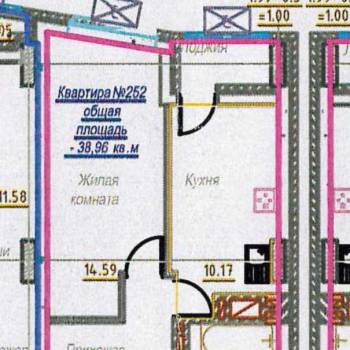 Продается 1-комнатная квартира, 38,96 м²