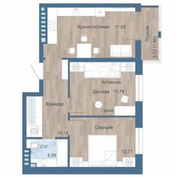 Продается 3-х комнатная квартира, 60,1 м²