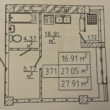 Продается 1-комнатная квартира, 26,3 м²