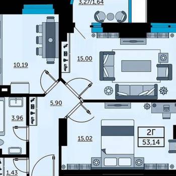 Продается 2-х комнатная квартира, 51,8 м²