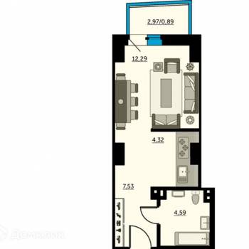 Продается 1-комнатная квартира, 29,3 м²