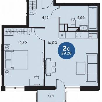 Сдается 1-комнатная квартира, 39 м²