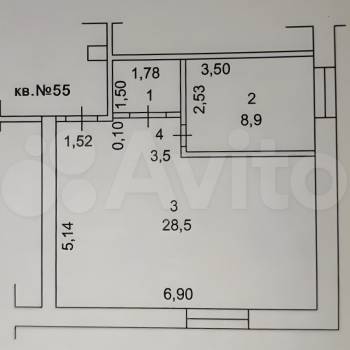 Продается 1-комнатная квартира, 43,6 м²