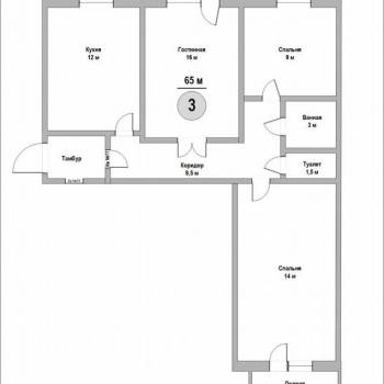 Продается 1-комнатная квартира, 66,2 м²