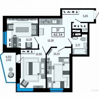 Продается 3-х комнатная квартира, 62,5 м²