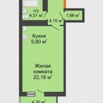 Продается 1-комнатная квартира, 40 м²