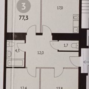 Продается 3-х комнатная квартира, 76,7 м²