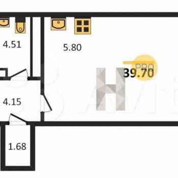 Продается 1-комнатная квартира, 40 м²