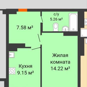 Продается 2-х комнатная квартира, 38 м²