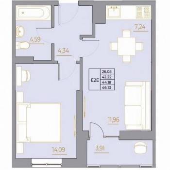 Продается 2-х комнатная квартира, 46,1 м²
